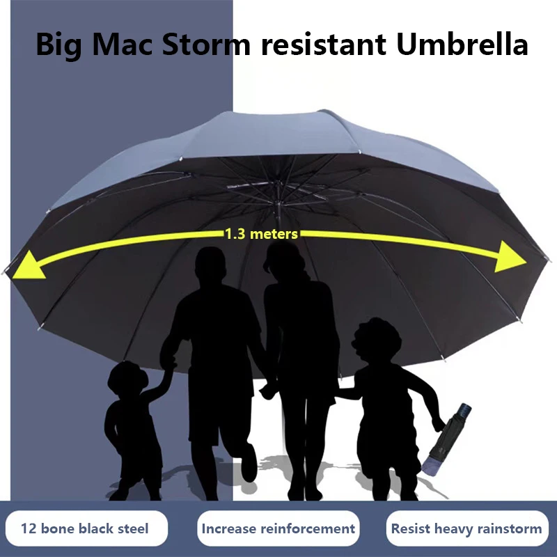 

New Extra-large Folding Umbrella Sunshade UV Protection Rain Windproof Reinforced Compact Fold Umbrella for Business Home Use