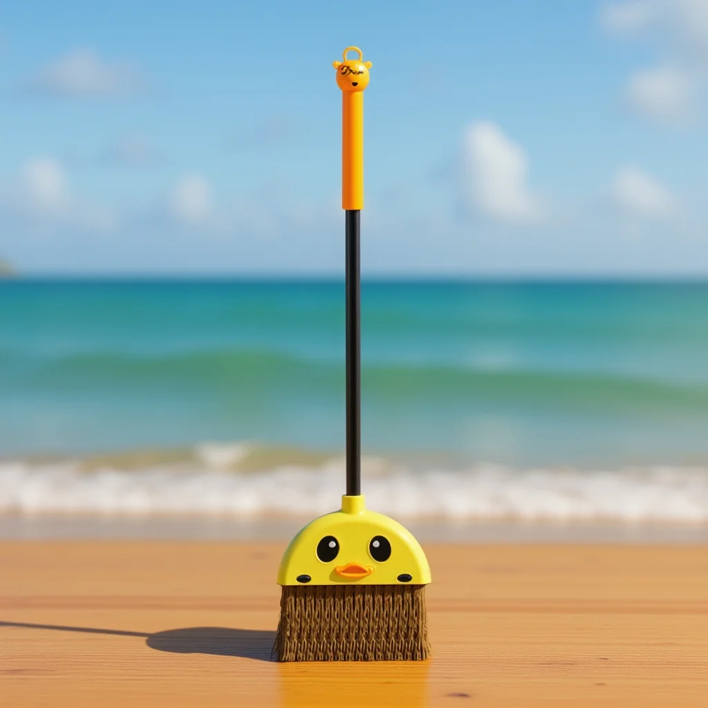 Pato amarillo pequeño para niños, herramienta de limpieza ligera para niños pequeños, Mini escoba para niños, suministros para el hogar, escoba de plástico, 1 ud.
