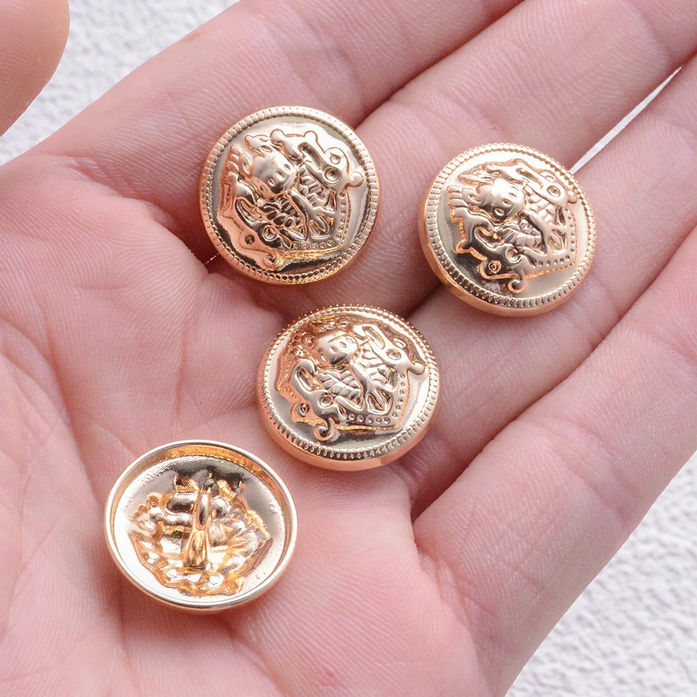 10pcs/Pack Vintage Lion Head Gold Color Round Metal Shank Buttons For DIY Shirts Coat Clothing Sewing Button Jewelry Accessories