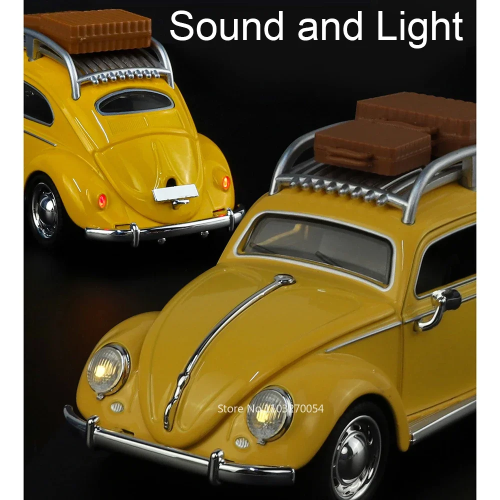 1:32 Käfer T1 Miniatur Modell Diecast Legierung Spielzeug Auto Sound Licht Zurückziehen Modelle Türen Geöffnet Fahrzeuge Kinder Geburtstag Geschenk