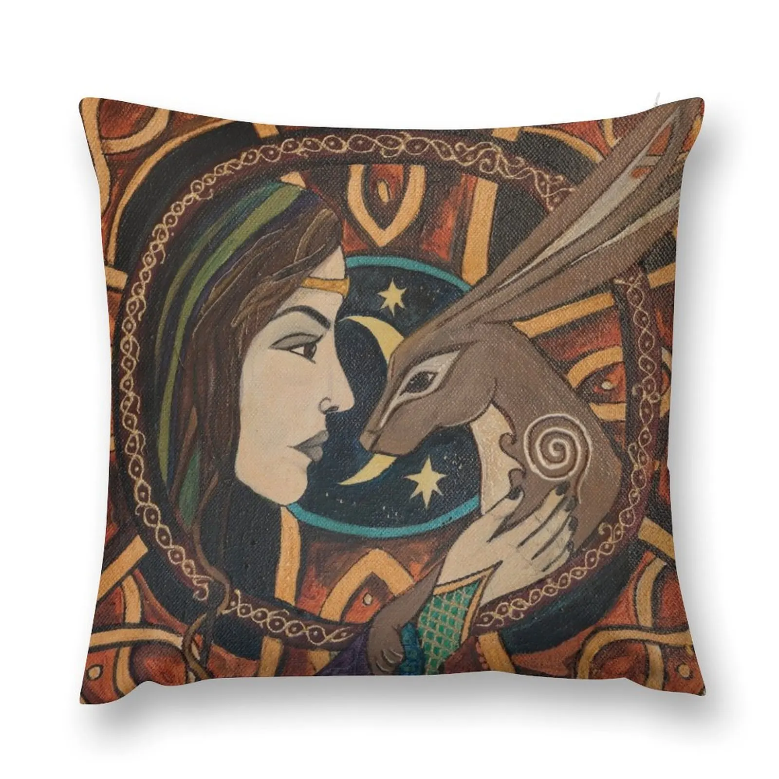 

St Melangell and the Hare Throw Pillow Pillow Decor Cushions For Children Cushions bed pillows pillow