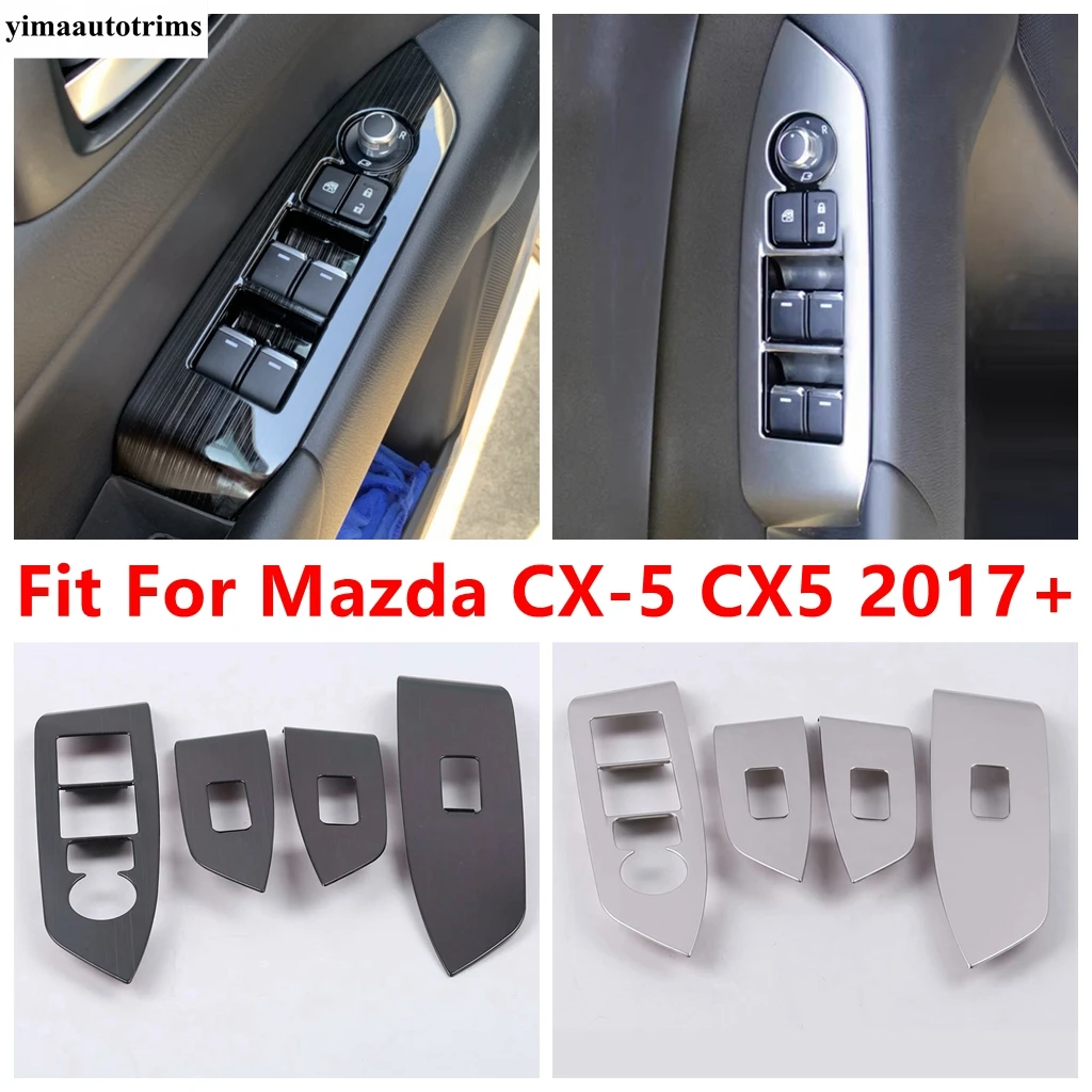 

Car Inner Door Window Lift Switch Panel Sticker Decoration Cover Trim Stainless Steel Accessories For Mazda CX-5 CX5 2017 - 2024