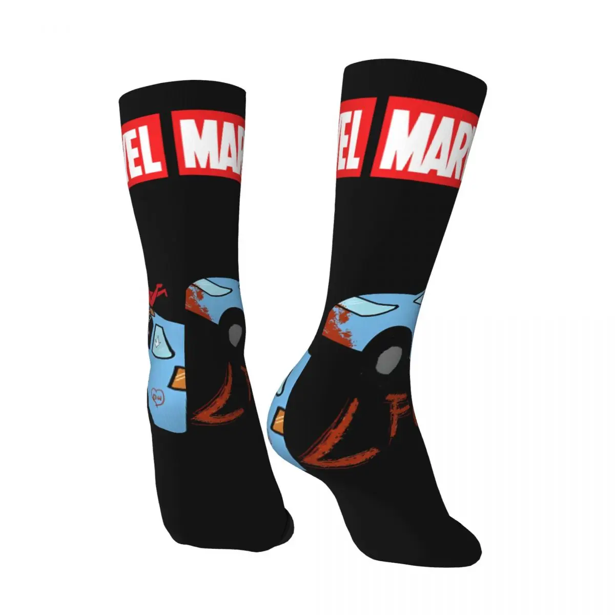 Funny Crazy LFG Sock for Men Hip Hop Harajuku Marvel X-man Deadpool & Wolverine Happy Seamless Pattern Printed Boys Crew Sock