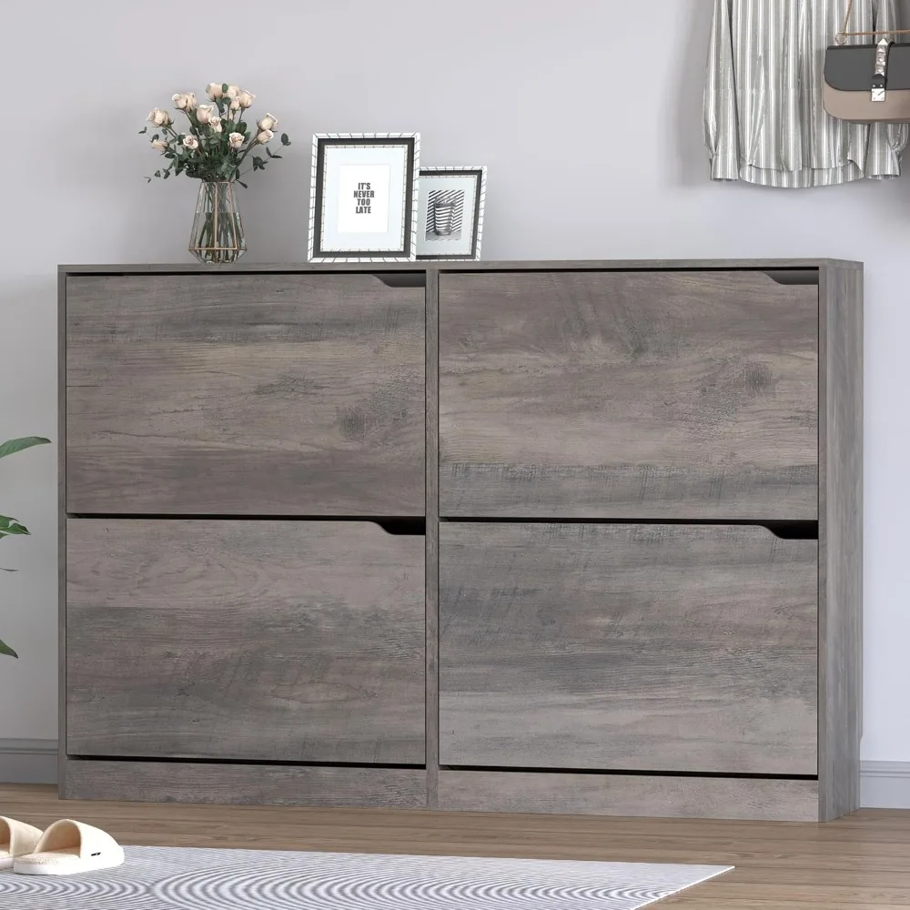 خزانة تخزين الأحذية الضيقة النحيفة مع 4 أدراج، منظم رف الأحذية قائم بذاته للمدخل والممر