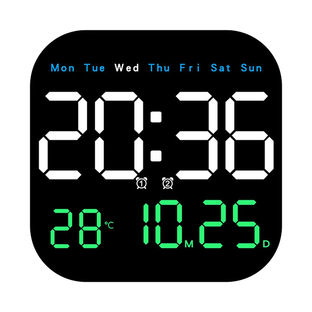 Digital Wall Clock with Remote Control Adjustable Brightness Temperature Date Week Display Day Countdown Function