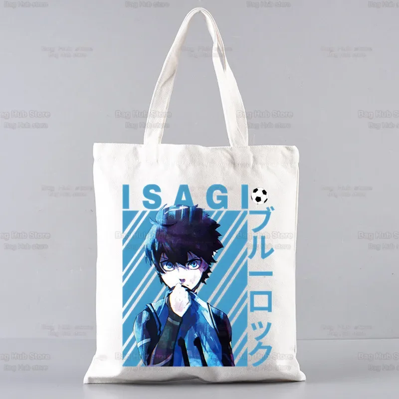 Blue Lock Isagi Yoichi Anime Canvas Shoulder Bag Canvas Tote Eco Shopping Bag Canvas Tote Bag Casual HandBag Daily Use