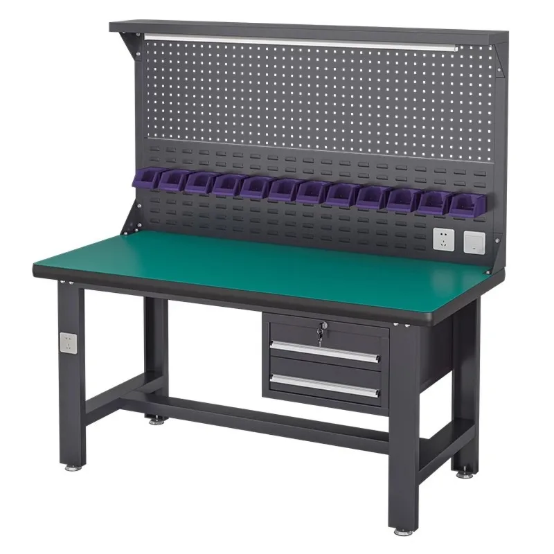 Heavy-duty fitter workbench, anti-static maintenance and assembly experimental table with hanging plate, factory workshop