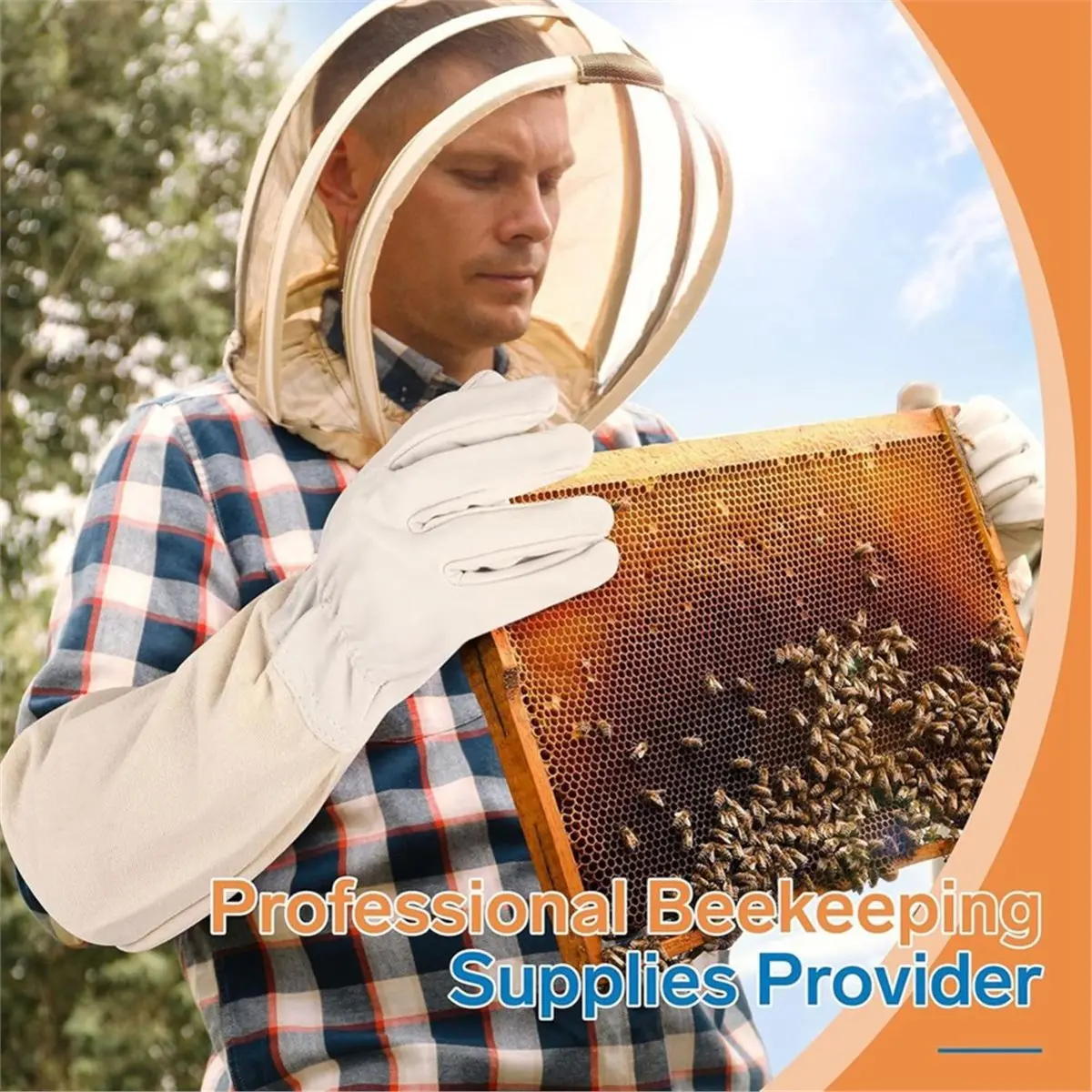 REST Beekeeping Gloves - Thickened Goatskin Bee Gloves for Men Women - Beekeeping Supplies