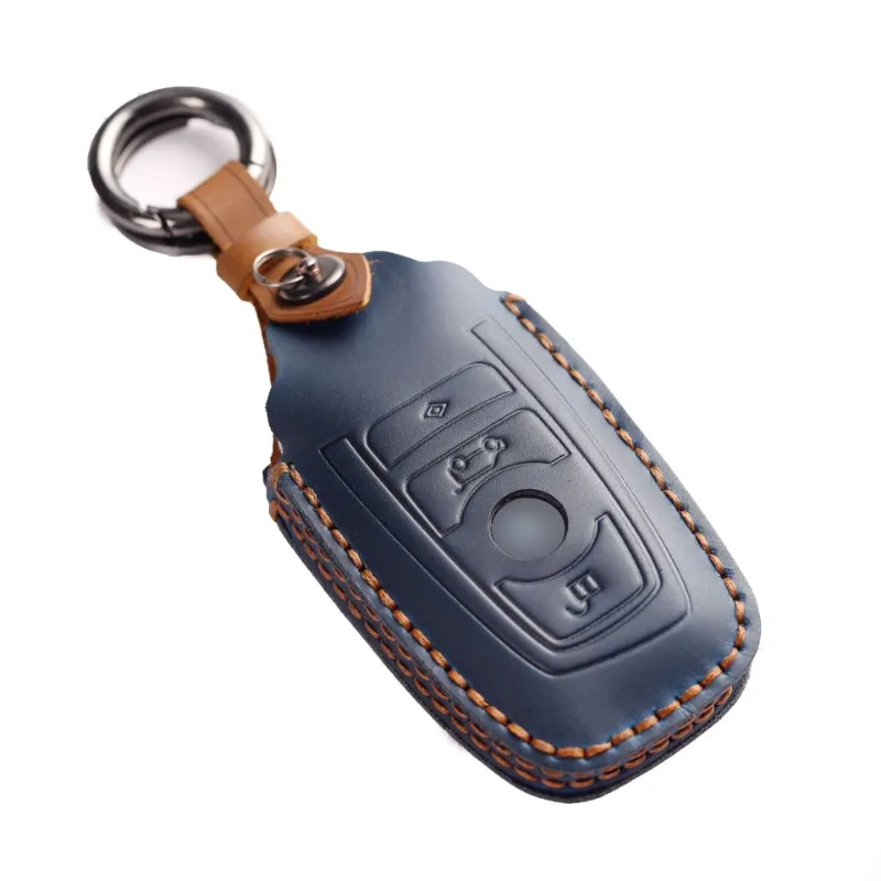 Genuine Leather Manual Key Cover Case Remote Car for Bmw 3 5 7 X3 X5 530Li Car Accessories Keychain Holder