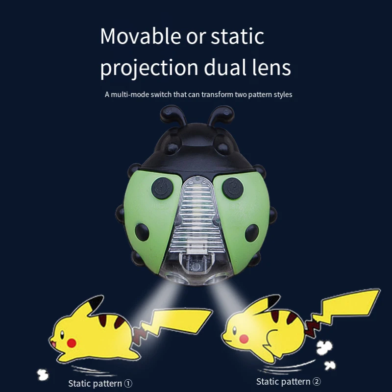 Pokemon Projector Lamp Bicycle Motorcycle Balance Car Scooter Pikachu Cartoon Dynamic Wiring-Free Projector Lamp Cute Toy Gift