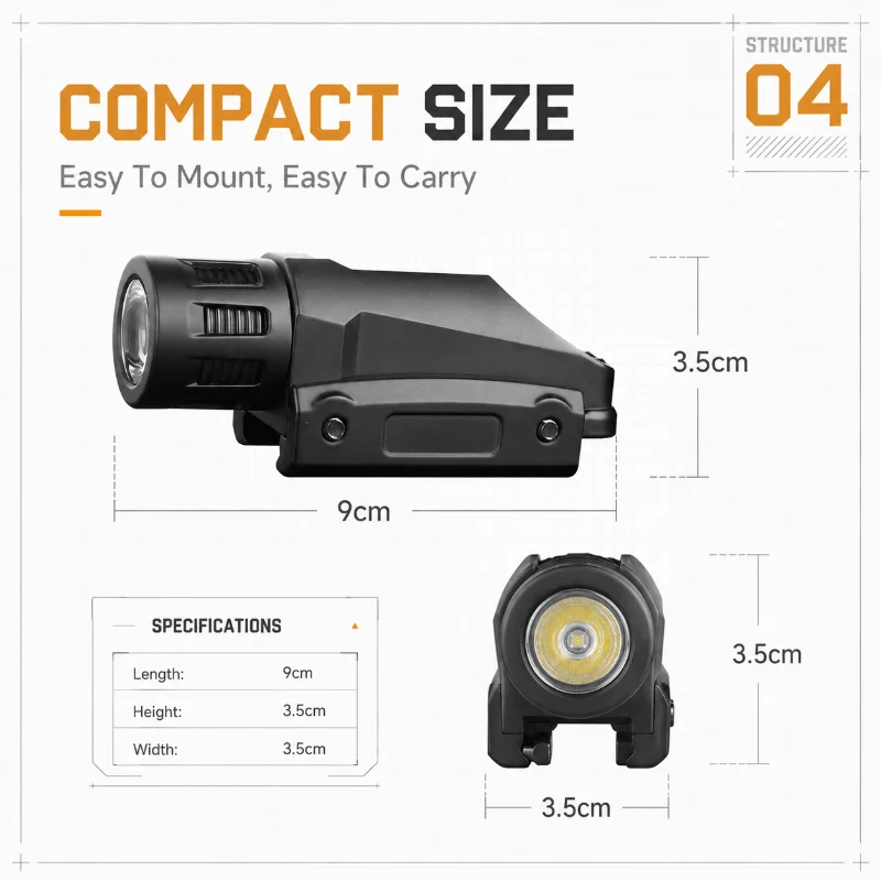 20mm Rail Mount Metal Flashlight Module Button Battery Lighting Accessory Secure Installation Hobby Toy Illumination Parts