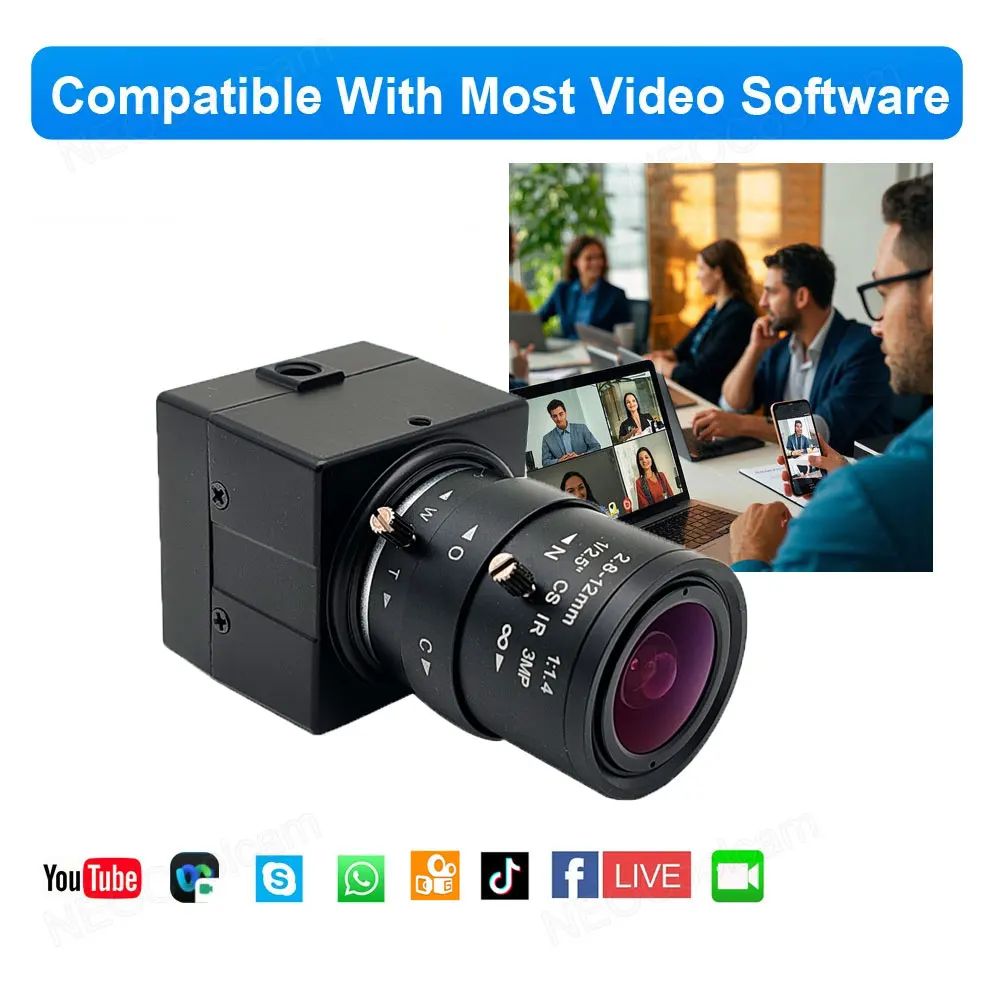 NEOCoolcam 8MP HD USB Video Camera 10X 5-50mm Varifocal Zoom 4K 2K 30fps UVC Free Driver Mini PC Webcam