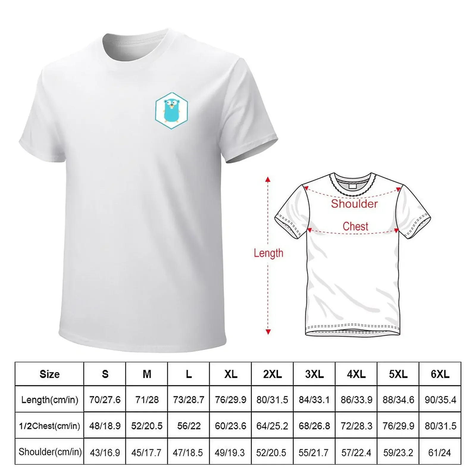 Golang Gopher GO hexagon ,Lang Programming Programmer T-shirt cute clothes plus sizes slim fit t shirts for men