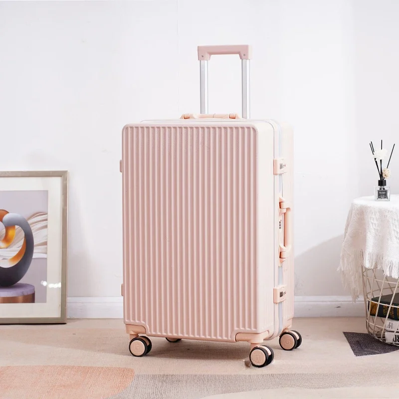 Aluminum Frame Rolling Luggage Travel Suitcase Fashion Large Capacity Trunk Carry-on Trolley Case Password Durable Luggage Box