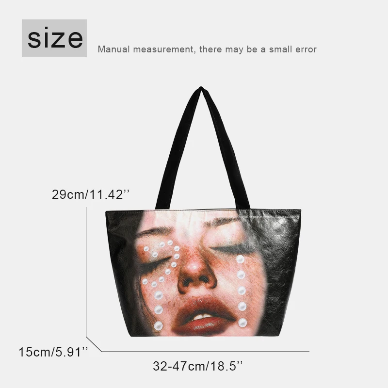 Large Capacity Tote Bag For Women Luxury Designer Handbag Purse 2026 New In Dupont Paper Printe Pattern Letter Underarm Shoulder