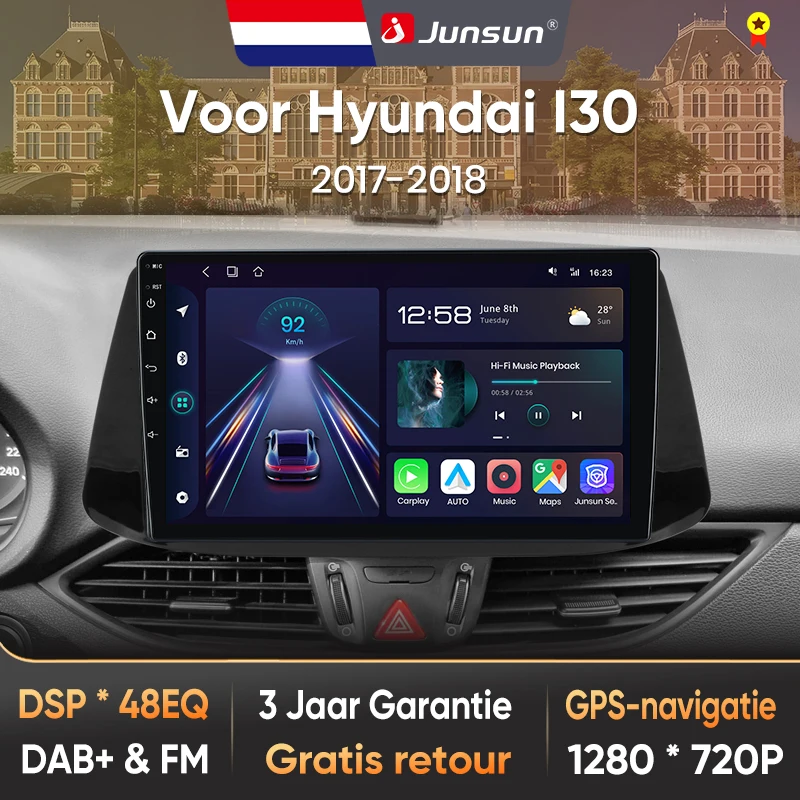 Image of Junsun Wireless CarPlay für Hyundai i30 2017-2018 Android Autoradio mit GPS 8-Core DSP RDS BT Local Netherlands