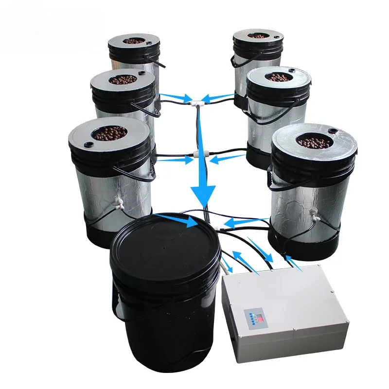 Recirculating aeroponics system 6pcs 5 gallon  Round bucket.  hydroponic growing systems indoor custom made acceptable