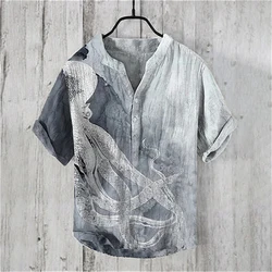 New men's shirt summer casual vacation shopping home daily vintage linen polo shirt 15 colors XS-5XL