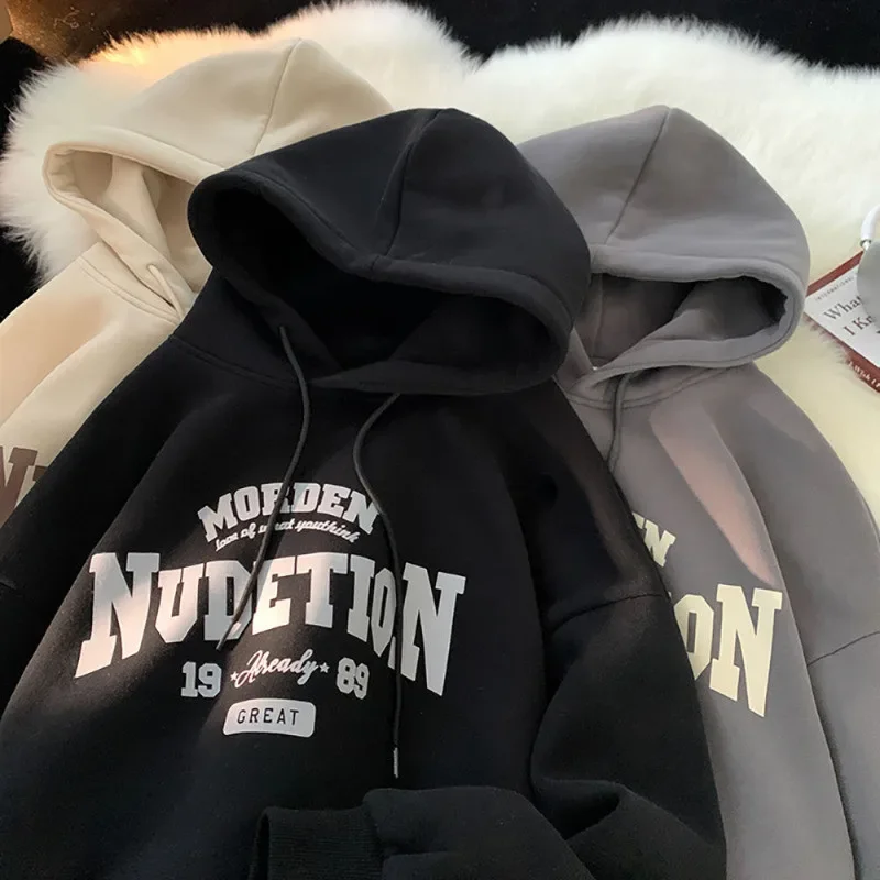 

American Street Style Trendy Fashion Simple Letter Printed Large Size Hoodie for Men's Couples Pullover Unisex Y2K Streetwear