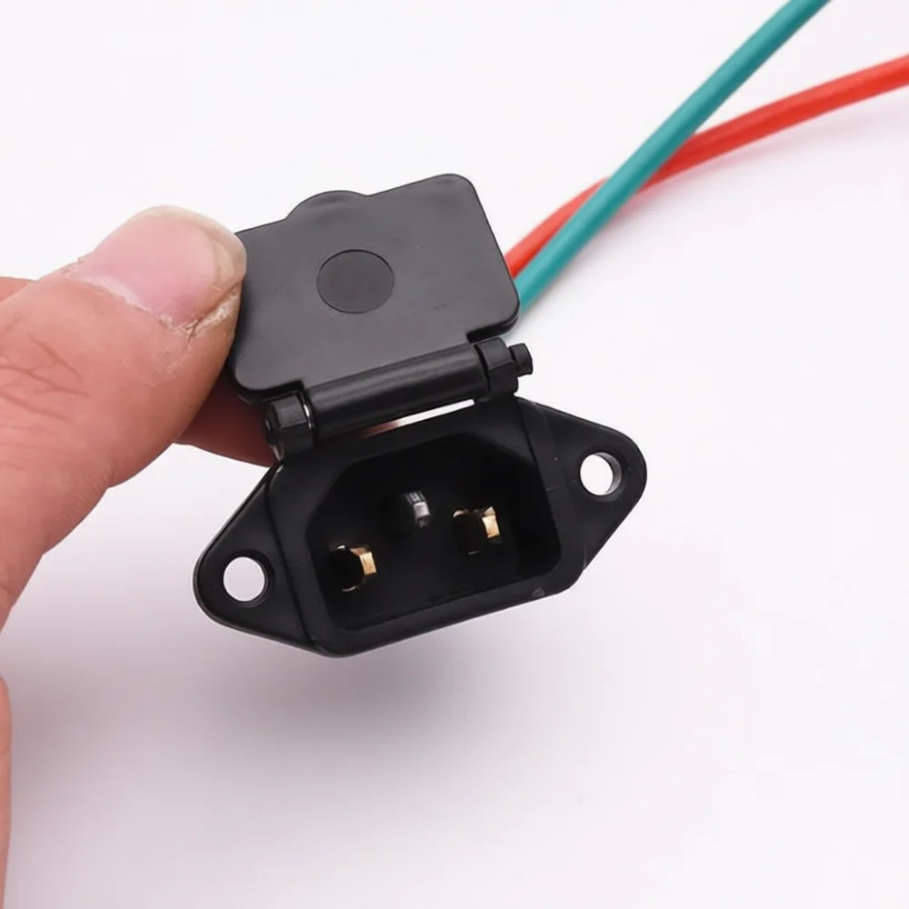 Electric Bicycle Power Charging Socket 3 Hole Interface Auto Closing Cover Waterproof Dustproof Plug Connector Parts