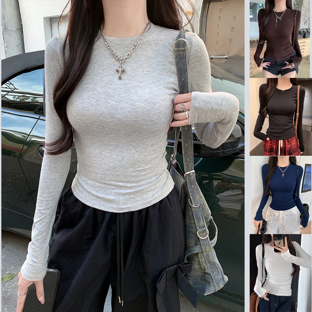 Women\'s Long Sleeve Casual TShirts Slim Fit Pullover Tees Shirts Streetwear Tops Suitable for Fall Spring Summer