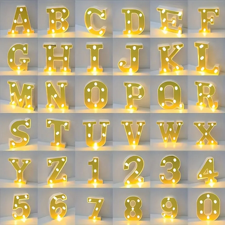 1 pc LED Letter Lights Glitter Alphabet Light Up Letter Sign Night Light Gifts Birthday Wedding  Christmas Party Decoration