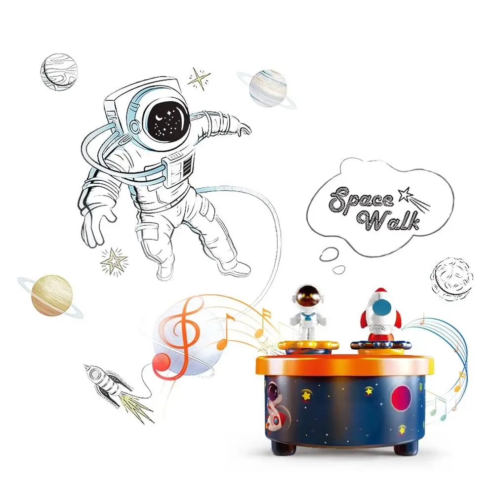 

Музыкальная шкатулка Space Orbit, вращающаяся игрушка-космонавт и ракета, детская настольная игрушка, рождественский подарок, игрушка для заручин