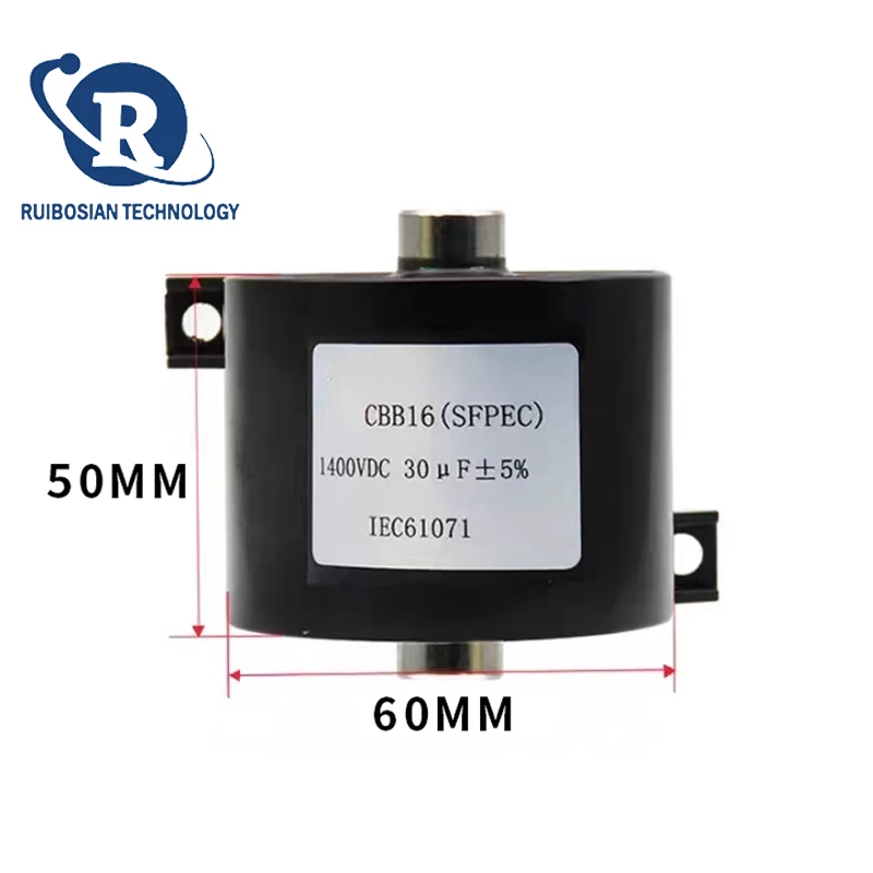 

Черный цилиндр 1400 В 30 мкФ 50 мм * 60 мм Конденсатор сварочного аппарата