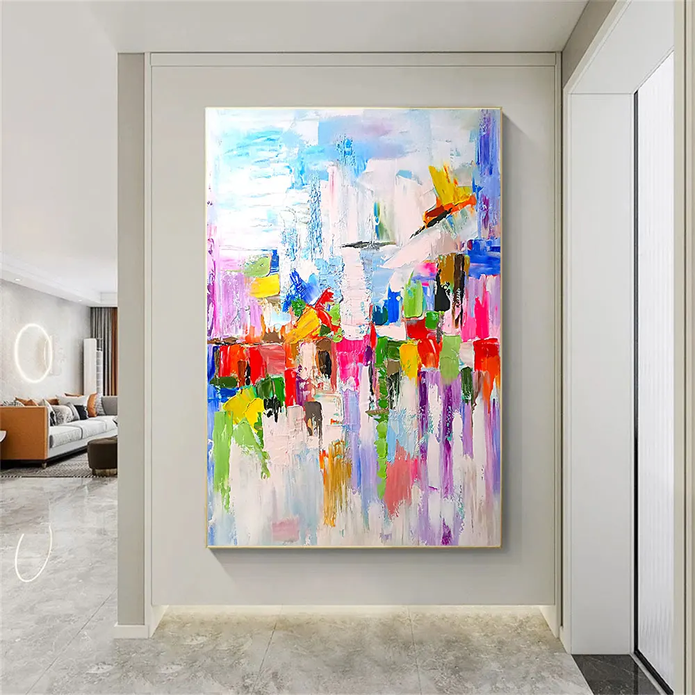 

Large Abstract Graffiti Textured Canvas Painting Colorful Modern Wall Art Poster And Prints For Living Room Home Decoration
