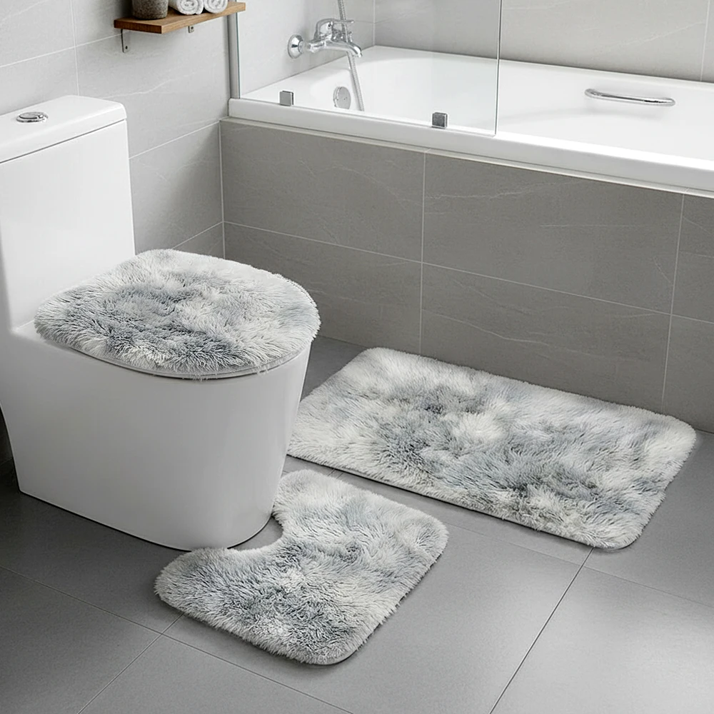 Set di 3 copriwater, tappetino da bagno, tappeto per il pavimento della doccia, tappetino antiscivolo e assorbente per la casa, ideale per l'autunno e l'inverno, tappetino decorativo per la vasca da