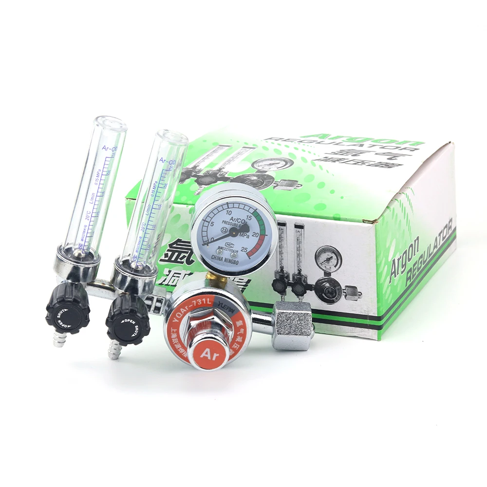 0-25Mpa G5/8 Argon Regulator Mig Tig Flow-Meter Shock-proof Pressure Reducer Gauge Single / Double Tube Flowmeter for CO2 Arc