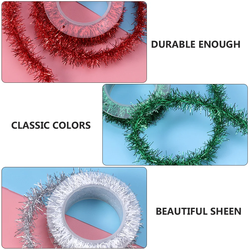 

4Pcs Christmas Tinsel Decoration Shiny Garland Long Enough for Party Supplies Xmas Tree Decor Glitter Tinsel Party Garland