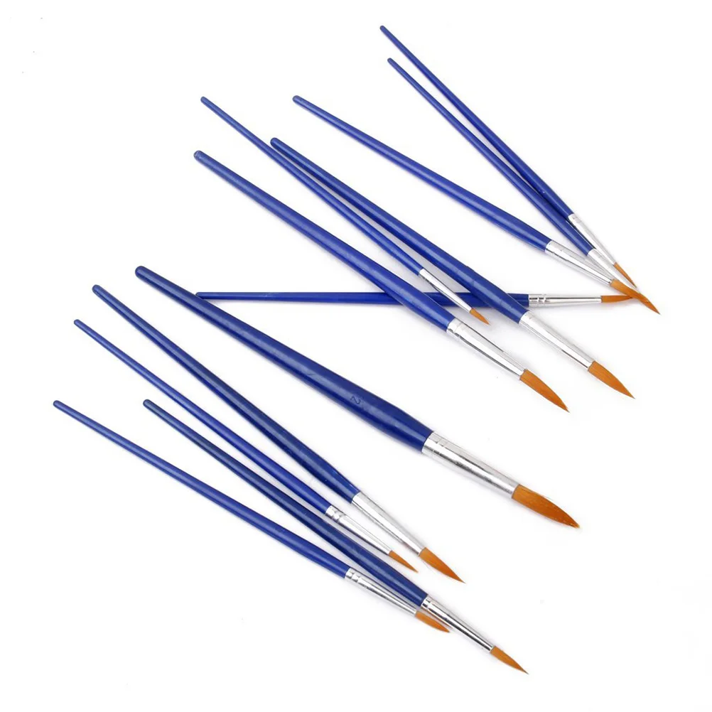

12Pcs Oil Acrylic Watercolor Brush Set Pointed Wooden Nylon Artist Brushes Seamless Polished Gift For Painters