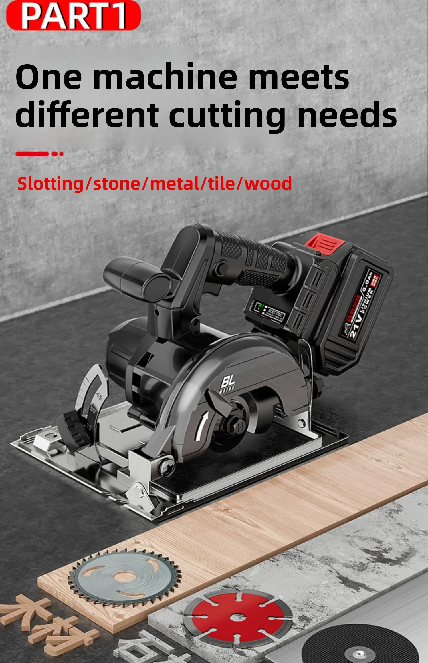 

110V/220V Brushless Industrial Cordless Circular Saw Multi Function Lithium Battery Wood Cutting Machine AC