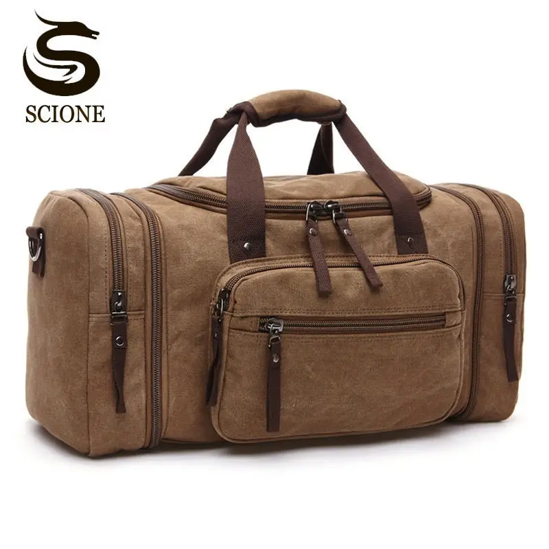 Sac à main en toile pour hommes, grande capacité, sacs de voyage, sacs de week-end, sacs à bandoulière multifonctionnels pour la nuit