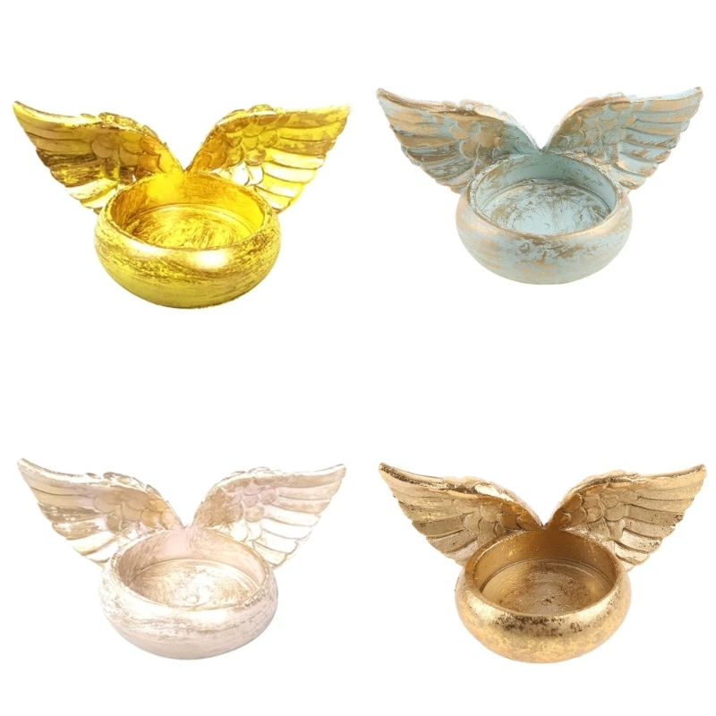 Angel Wings Candle Holder Resin Statue Home Decoration Prayer Candlestick Gifts