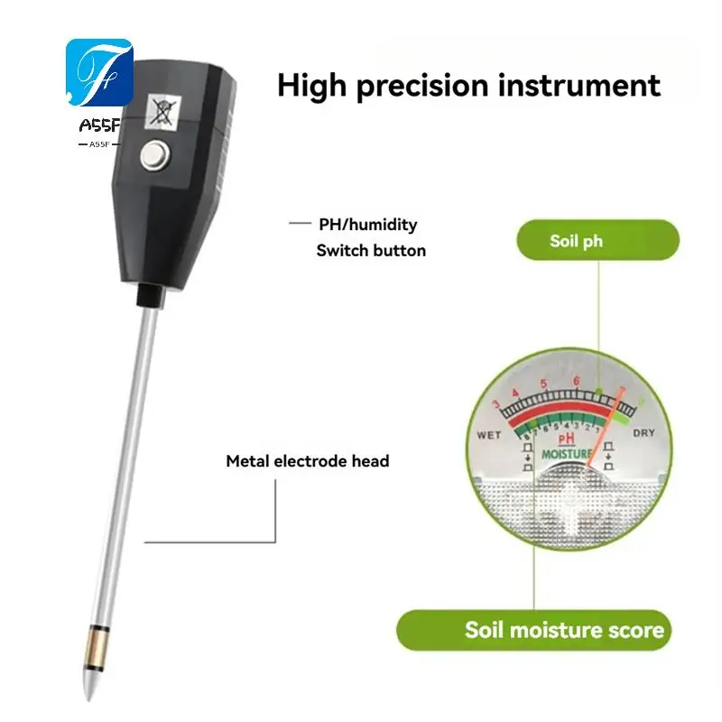 Medidor de humedad y PH del suelo A55F-2 en 1, sensor de metal para jardín, césped, granja, herramienta esencial para jardinería al aire libre