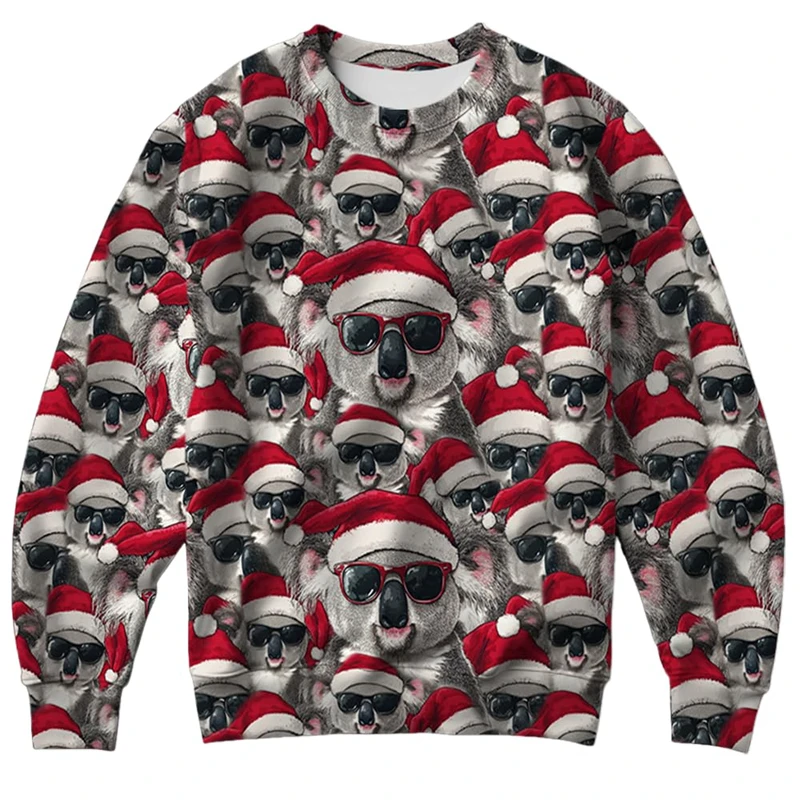 Lustige Tiere Hässliches Weihnachts-Sweatshirt für Damen und Herren, Kleidung, Herren-Weihnachtspullover, Urlaub, Bär, Dino, Y2k, Rundhals-Sweatshirt