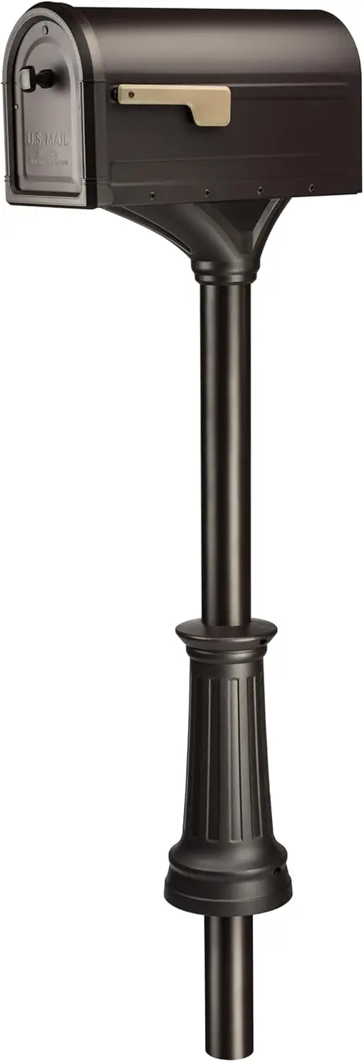 

Roxbury™ Weather-Resistant Steel Metal Mailbox for outside with Post, Rubbed Bronze, Medium Curbside Mailbox with Magnetic