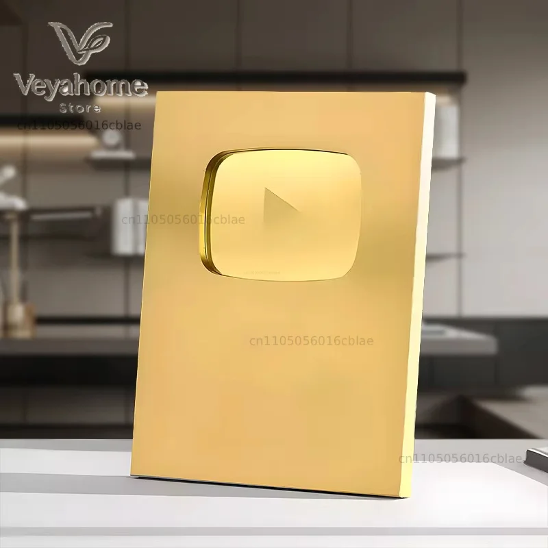 Universal Customizable YT Play Button/Play Button Creator Subscriber Award Milestone Plaque
