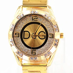 Dg marke neueste tendência de design de negócios moda damen uhr ouro edelstahl volle diamante esporte casual quarzuhr 2022