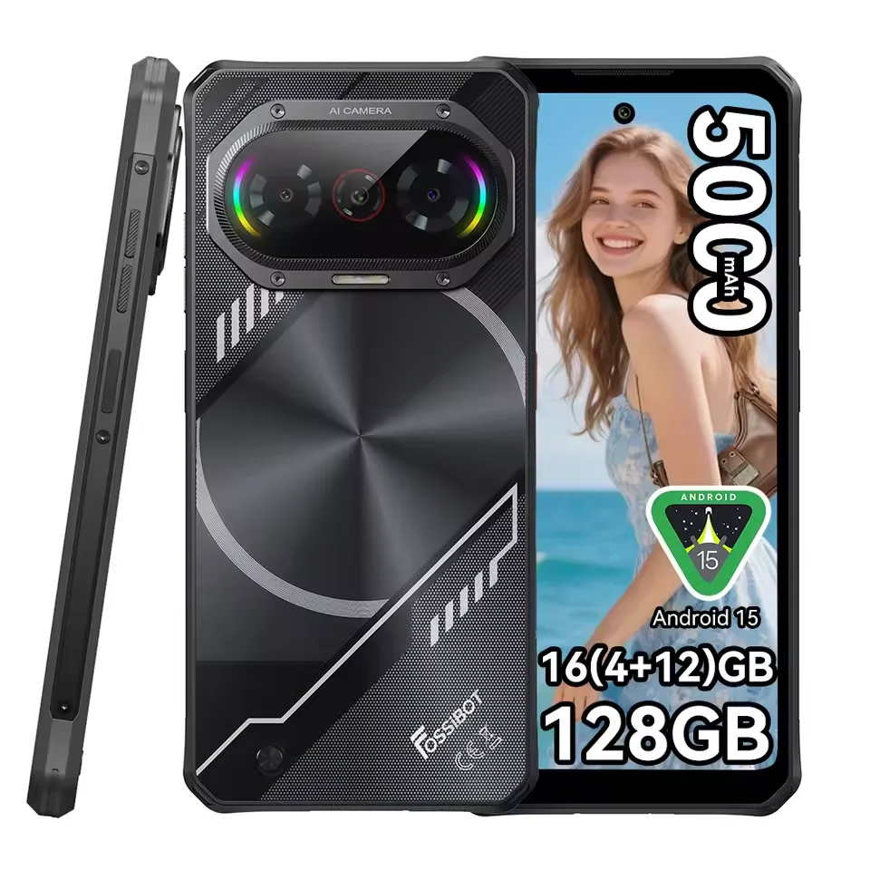 FOSSIBOT F114 Ultra-thin Rugged 4G Smartphone 4GB+128GB 50MP AI Camera 5000mAh 18W Fast Charging Android 15 Unlocked Cell Phone