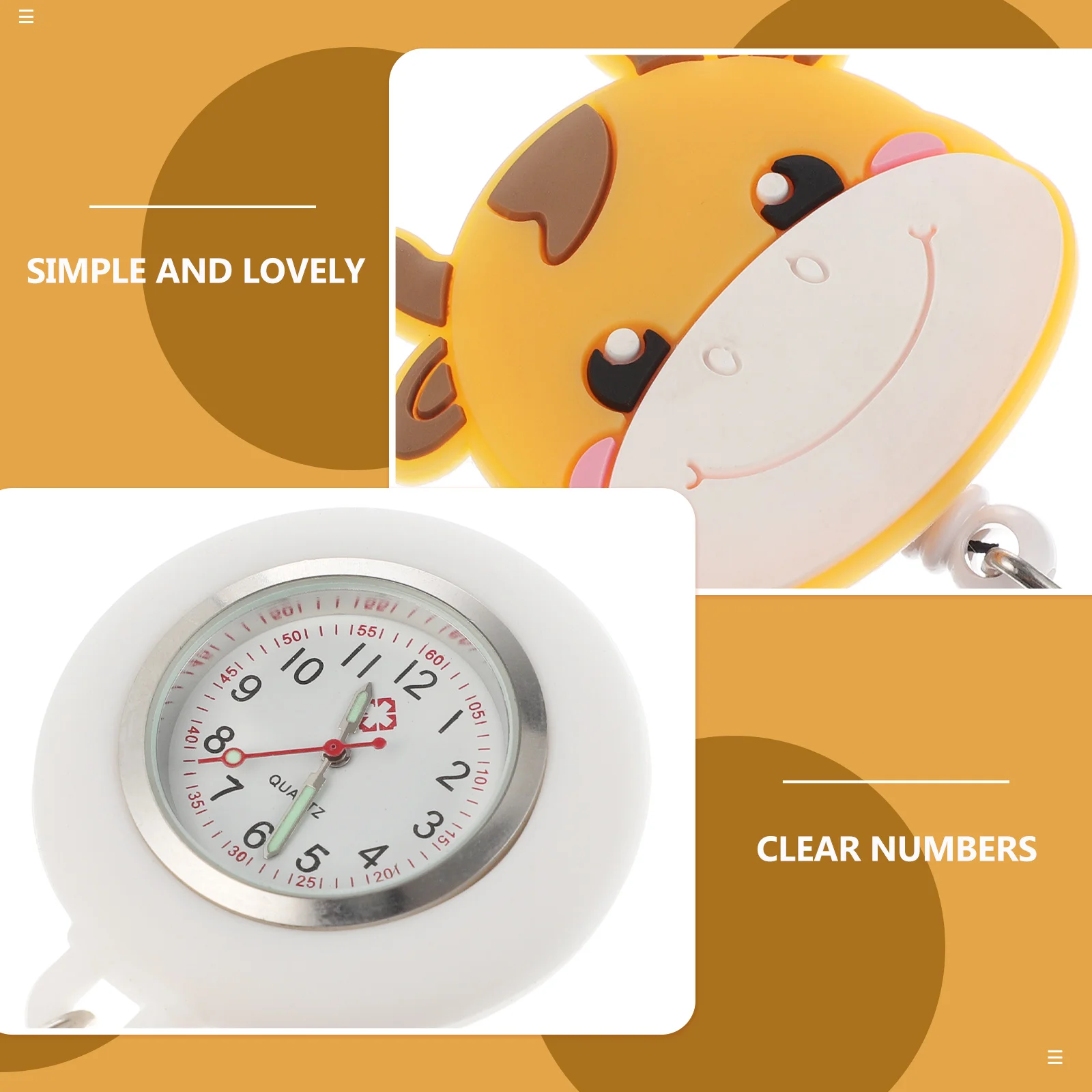 

Nurse Pocket Watch Lanyard Smile Fob Carer Pull Watches Digital Cartoon Hanging Delicate Hanger Lightweight Simple for Women
