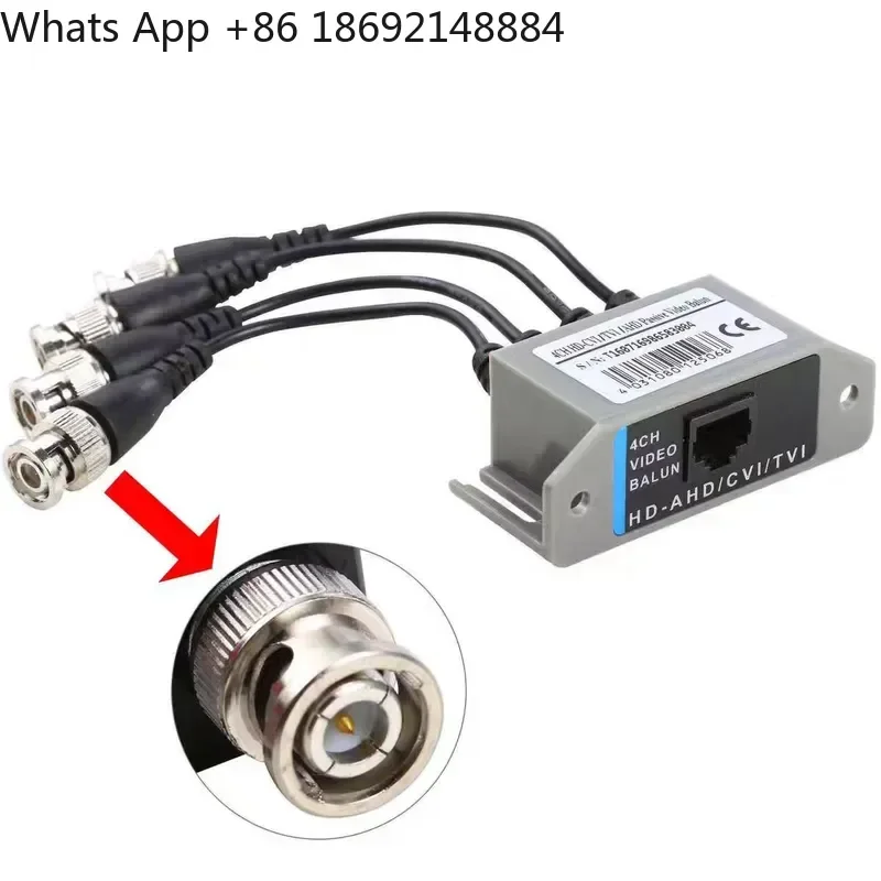 4 Channel BNC Passive Twisted Pair Transmitter for HD Analog Camera Signal Extender with Coaxial Network Cable