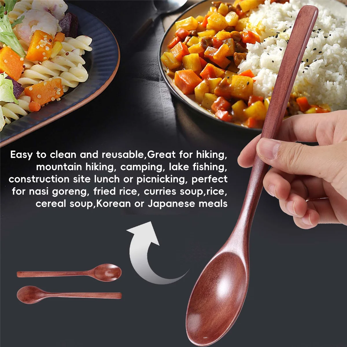 Wooden spoonSpoons Wooden Soup Spoon 5 Pieces Eco Friendly Tableware Natural Ellipse