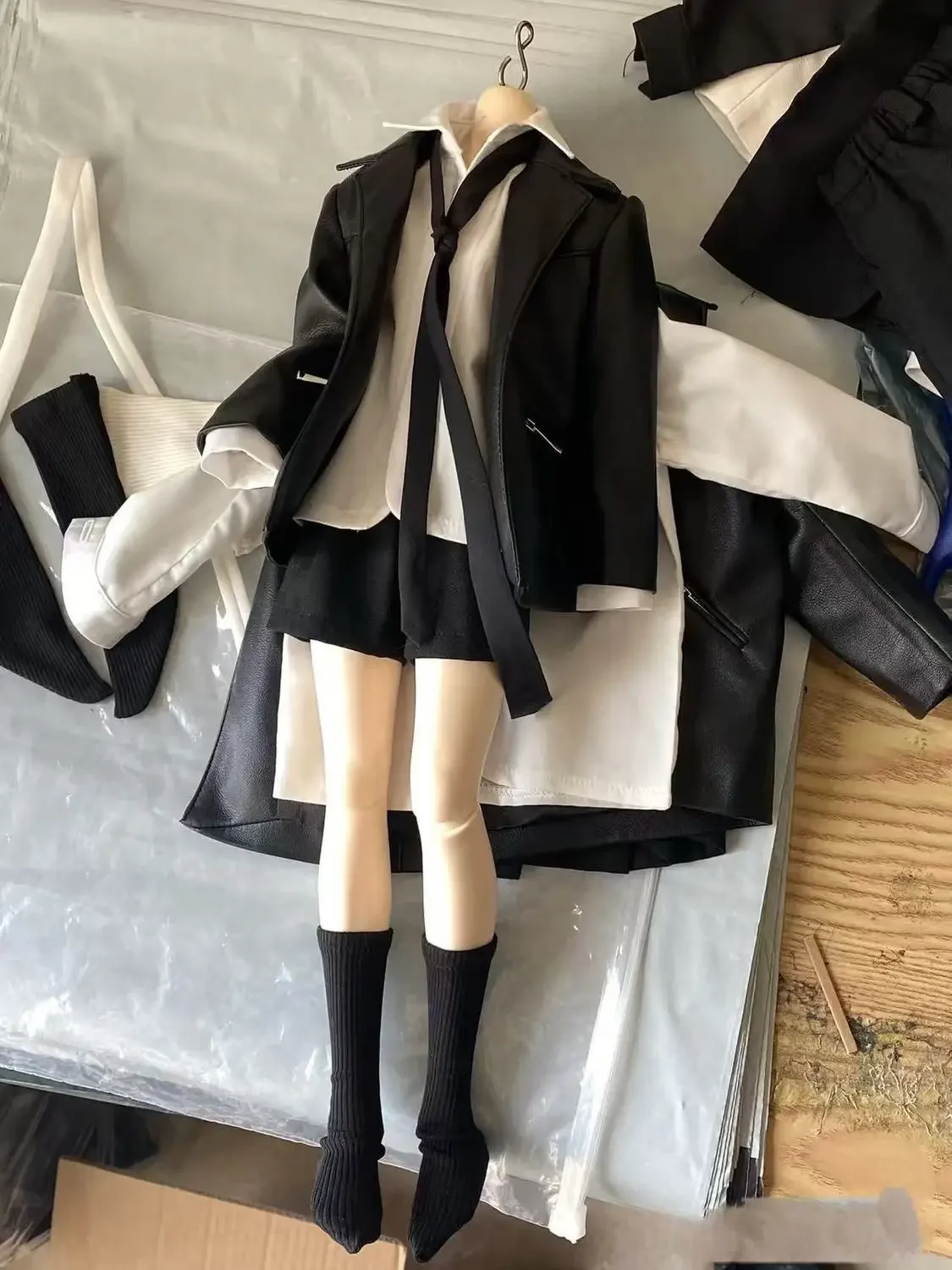 1/4 Doll's Clothes Suit for 45cm Bjd Doll Coat+shirt+shorts+bow Tie+socks Handsome Dress Up Play House Doll Accessories, No Doll