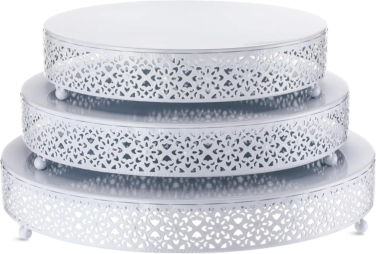 

Набор из 3 круглых металлических подставок для торта — размеры 16 дюймов, 14 дюймов, 12 дюймов для свадьбы, дня рождения