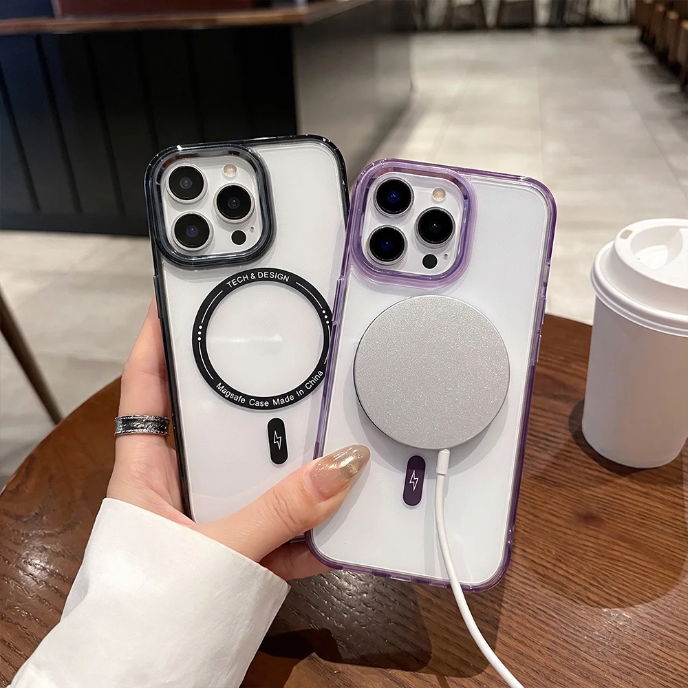 Metal Buttons Lens Clear Magnetic Phone Case For Apple iPhone 18 17 16 15 14 13 12 Pro Max Air 16e 16 15 14 Plus Cases Cover