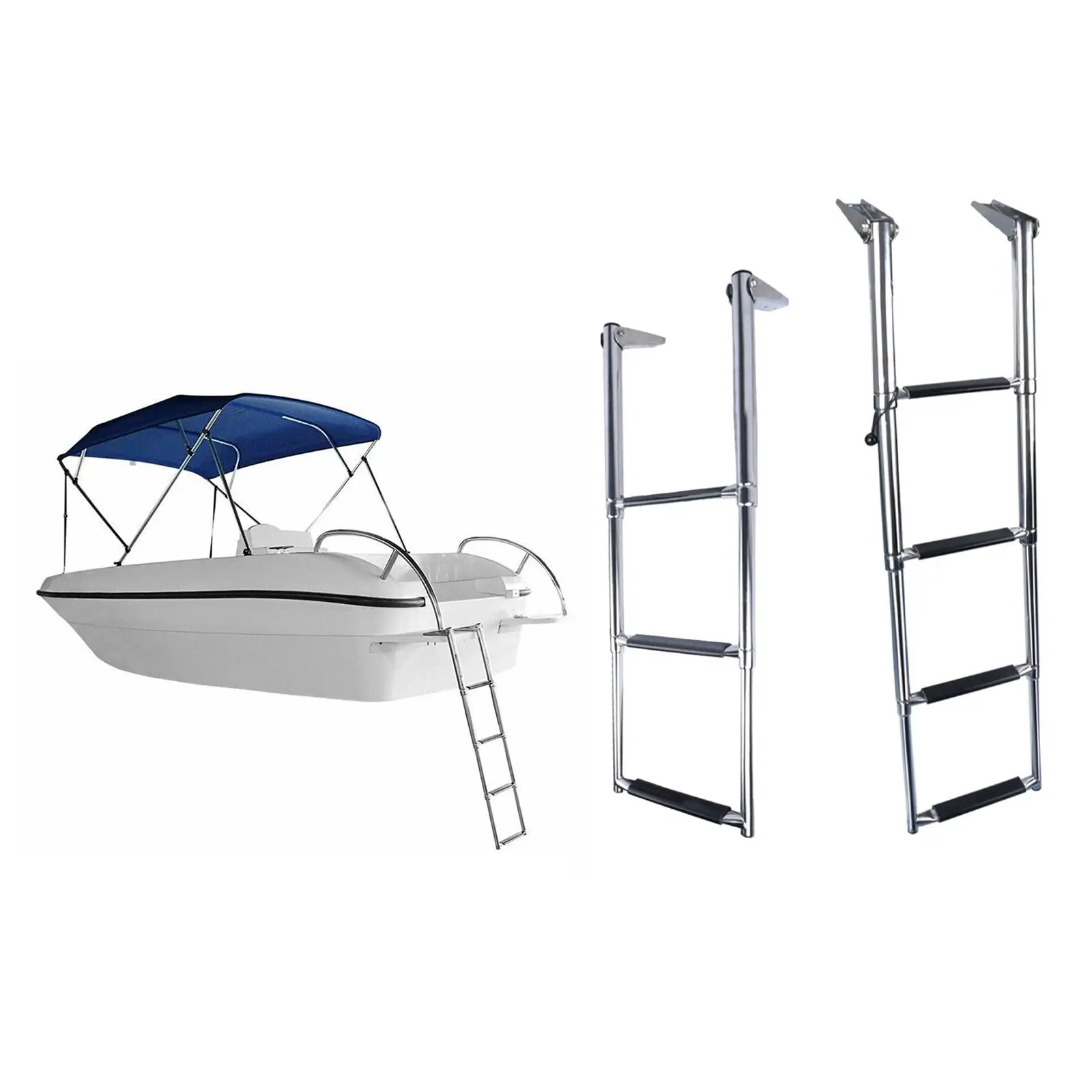 Telescoping Pontoon Boat Ladder Non Slip Extendable Ladder Boarding Steps Ladder