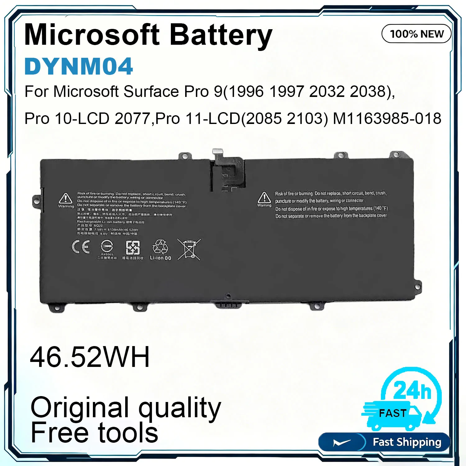 New DYNM04 MQ20 Laptop Battery For Microsoft Surface Pro 9 1996 1997 2032 2038 M1163985-018